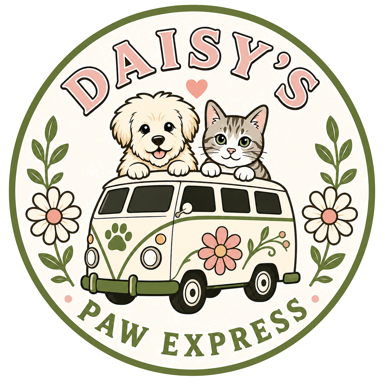 Daisy's Paw Express — pets and van emblem